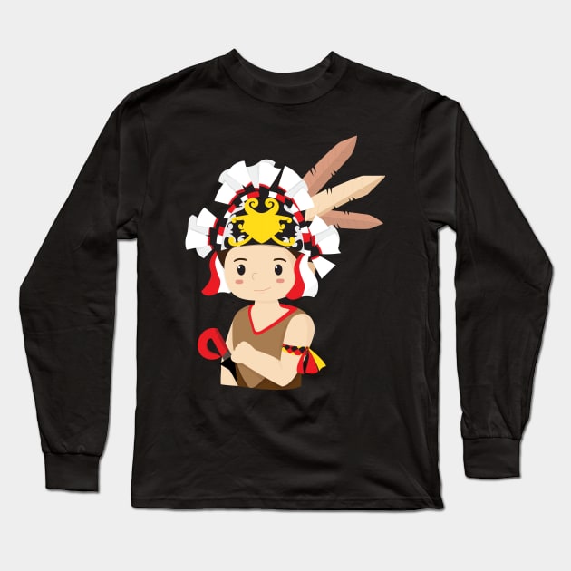 Indonesian Traditional kalimantan anime Long Sleeve T-Shirt by xoalsohanifa